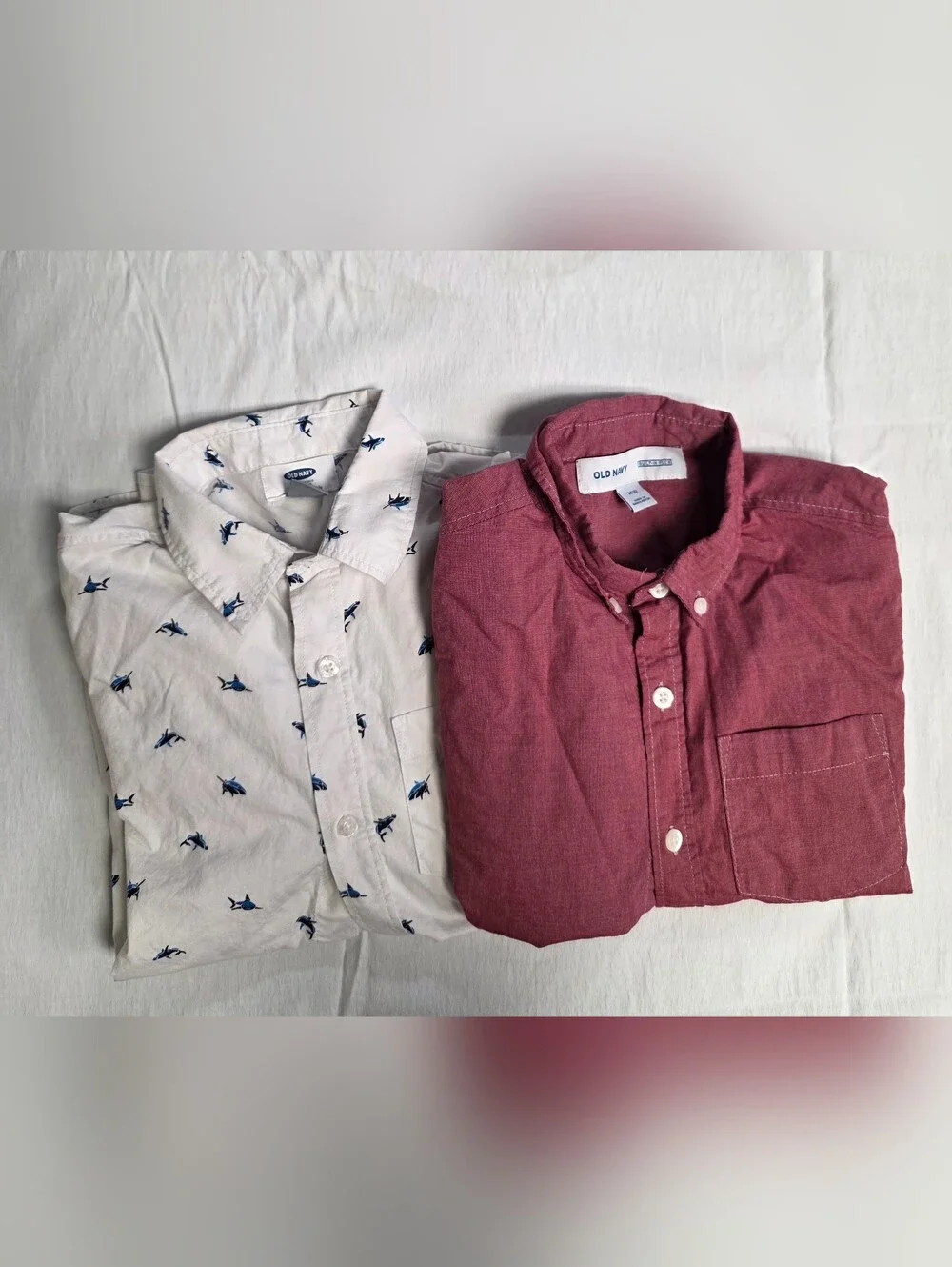 Old Navy Boys Long Sleeve Button Down Shirts Size M 8 Lot of 2
